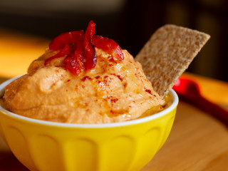 Ultra Creamy Roasted Red Pepper Hummus