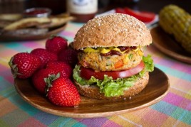 Spicy BBQ Chickpea Burgers & Lightened-Up Crispy Baked Fries veggieburger