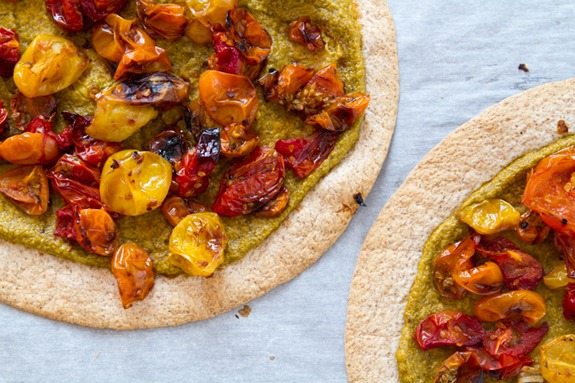 Tortilla Pizza with Basil Cashew Cheese-3643