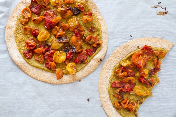 Tortilla Pizza with Basil Cashew Cheese-3644