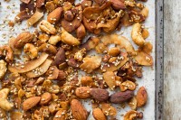 Smoky & Spicy Nut, Sesame, and Coconut ‘Bacon’ Bar Nuts