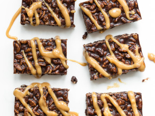 Mini Crunch Bars with Peanut Butter Shell Drizzle