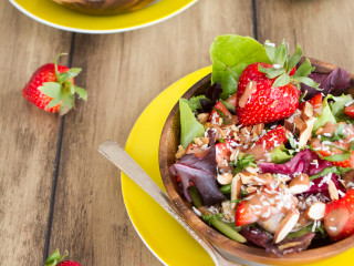 Spring Salad with Strawberry Lemon Basil Dressing