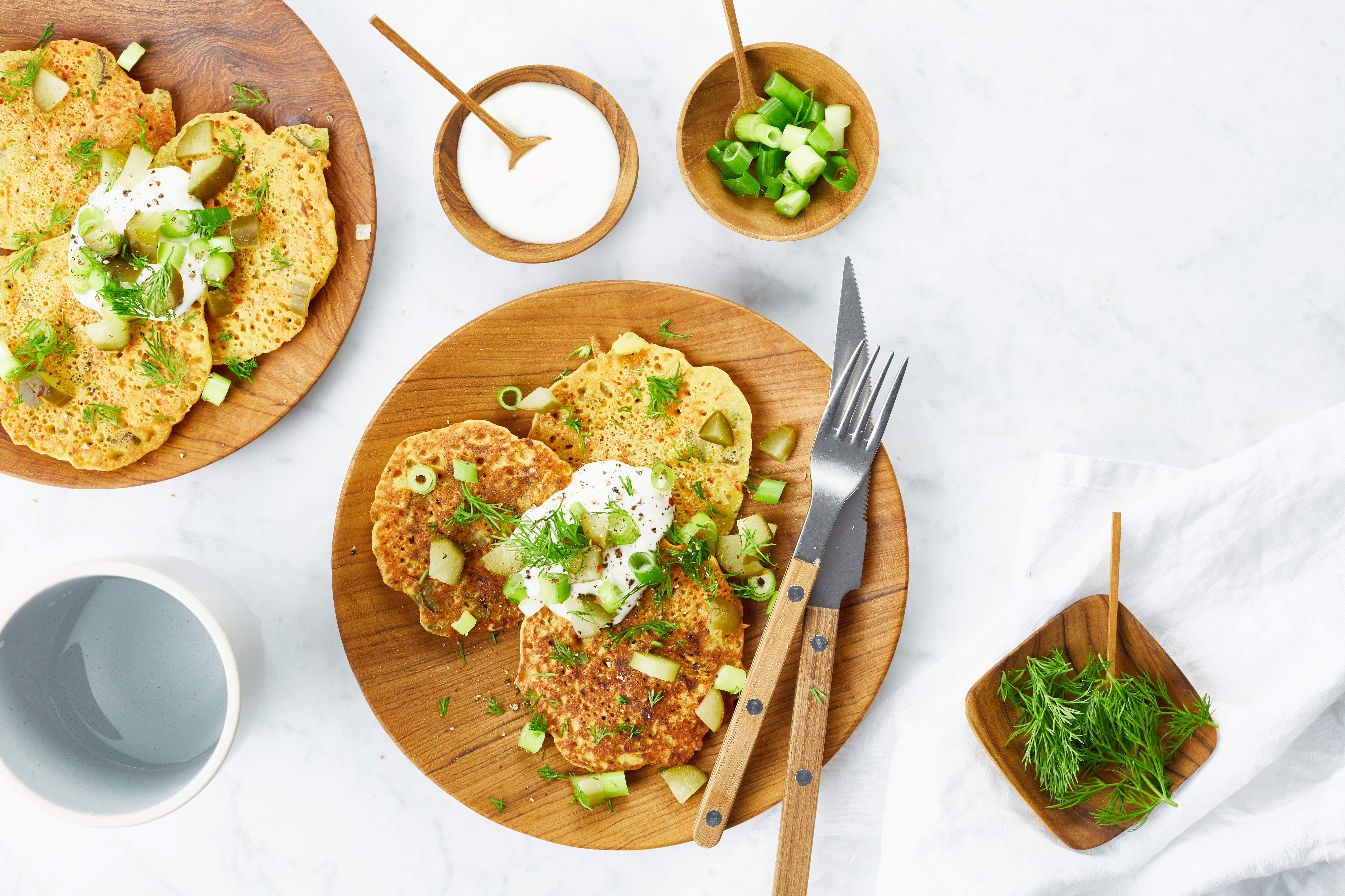 Crunchy Dill Chickpea Pancakes with Lemon-Garlic Aioli