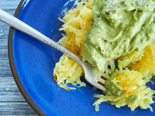 Creamy Avocado Spaghetti Squash Pasta, Fall Edition