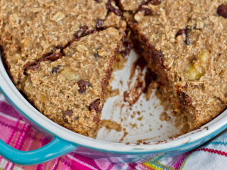 Rustic Chocolate Chip Banana Oat Cake with Peanut Butter Banana Glaze