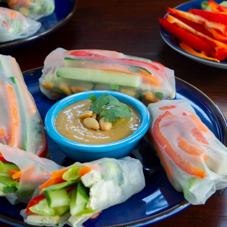 Veggie Summer Rolls with Spicy Peanut Lime Sauce Two Ways Oh She Glows