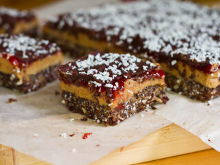 Peanut Butter and Jam Nanaimo bars
