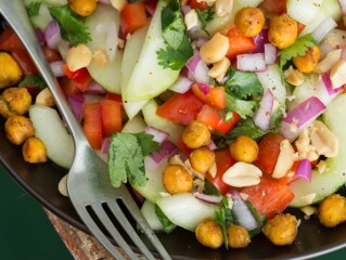 Thai-Inspired Cucumber Salad with Roasted Spiced Chickpeas
