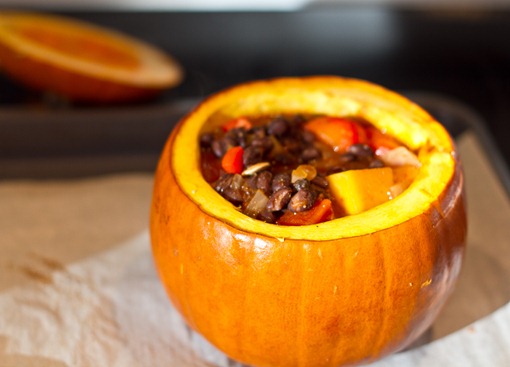 Emily's Butternut Squash and Black Bean Chili in Pumpkin Bowls – Oh She  Glows