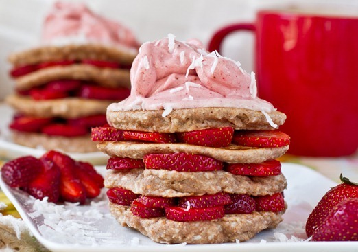 Strawberry Shortcake Stacked Pancakes Oh She Glows