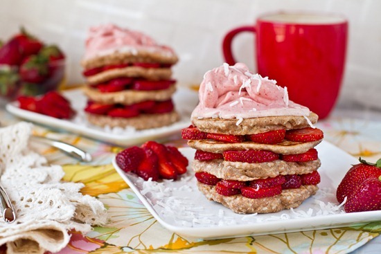 Strawberry Shortcake Stacked Pancakes Oh She Glows