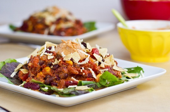 Taco Chili with Nacho Cheeze Sauce