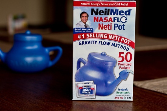 NasaFlo 8oz Porcelain Neti Pot with 30 Premixed Packets