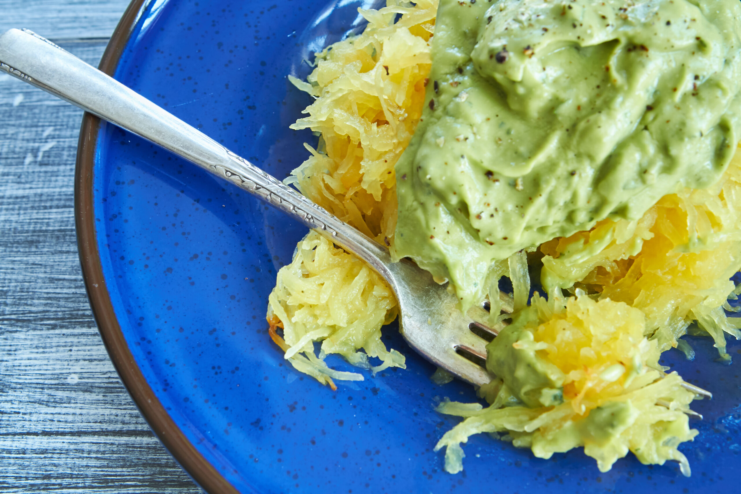 Creamy Avocado Spaghetti Squash Pasta + How To Roast Spaghetti Squash