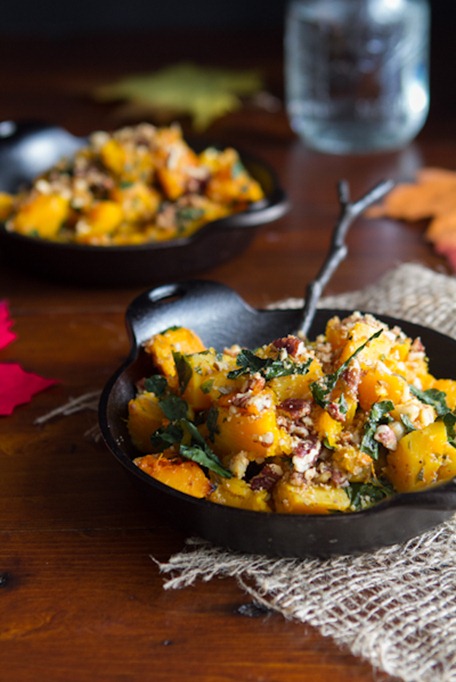 Roasted Butternut Squash with Kale and Almond Pecan Parmesan – Oh She Glows