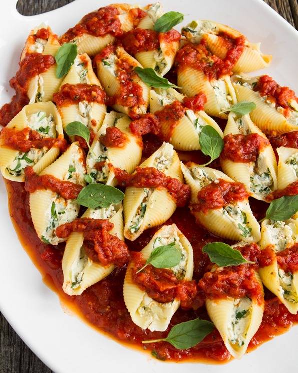 Vegan Ricotta Stuffed Shells with Creamy Pesto - This Savory Vegan