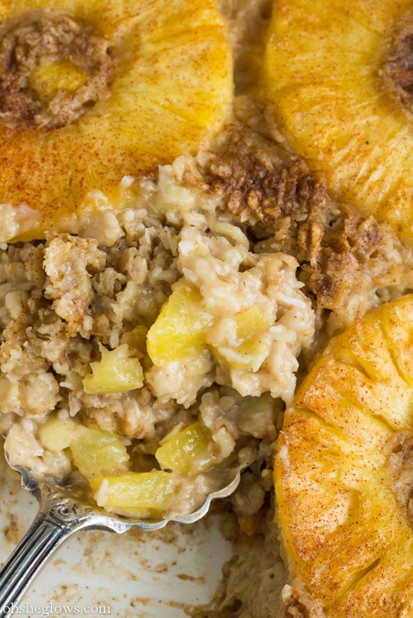 Tropical Pineapple Boozy Baked Oatmeal Oh She Glows