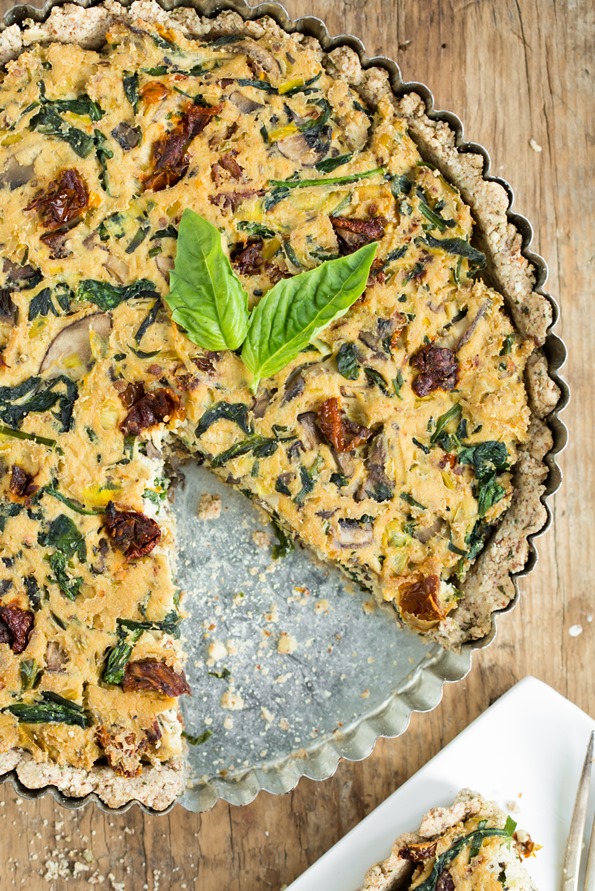 Sun Dried Tomato Mushroom And Spinach Tofu Quiche