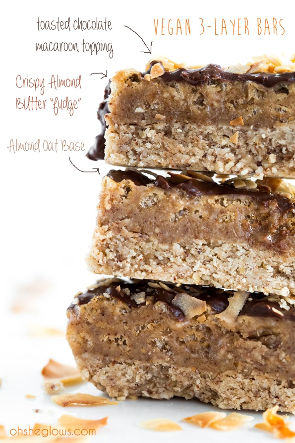 3-layer almond coconut chocolate bars