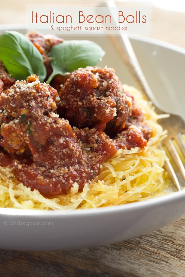 italian bean balls & spaghetti squash noodles