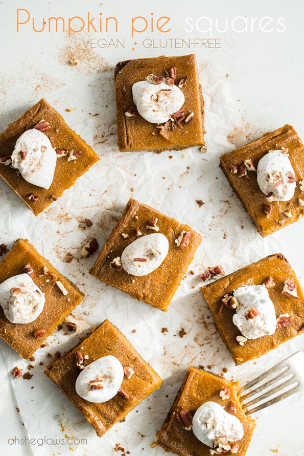 vegan pumpkin pie squares with gluten-free graham cracker crust