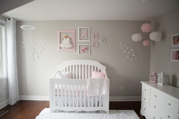 Baby girl nursery ideas grey hot sale and pink