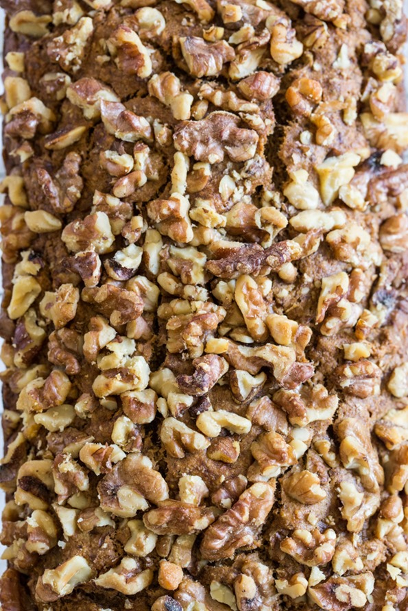 Close-up of Chopped Walnuts on Vegan Banana Bread