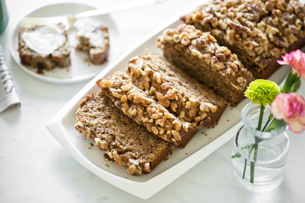 Vegan Banana Bread Sliced to Serve