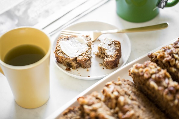 Vegan Banana Bread topped with Vegan butter spread