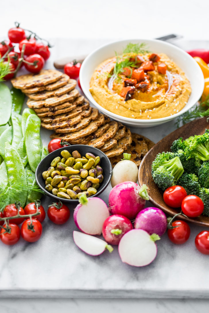 Hummus Crackers, Tomatoes, Raddishes