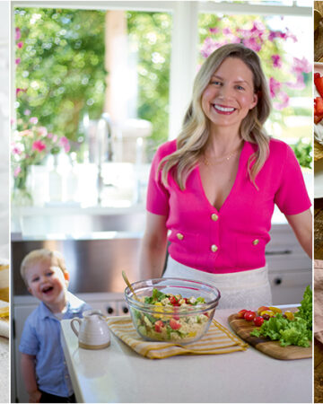 Sun-Kissed Pasta Salad, Busy Bee Salad, and Vanilla Buttermilk Loaf Cake with Berries and Cream